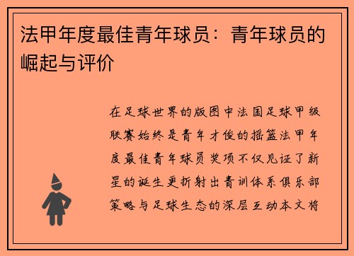 法甲年度最佳青年球员：青年球员的崛起与评价
